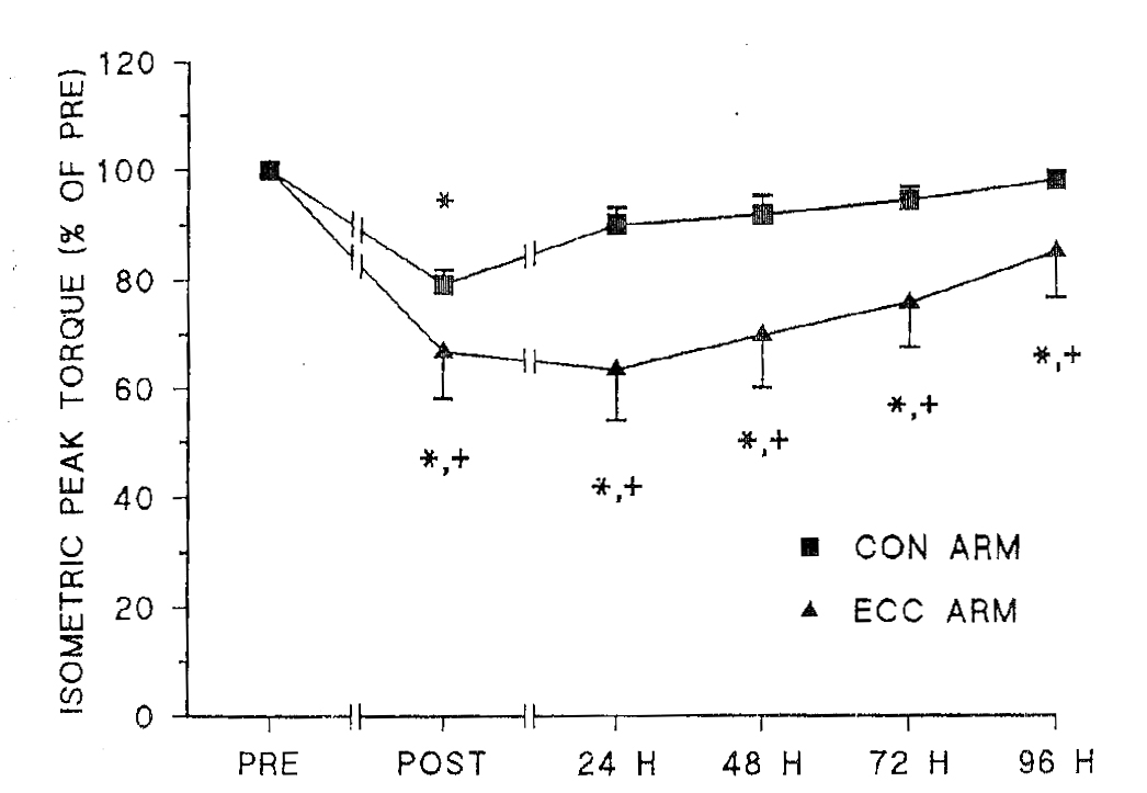 Момент силы для рук, работающих в концентрическом и эксцентрическом режимах
