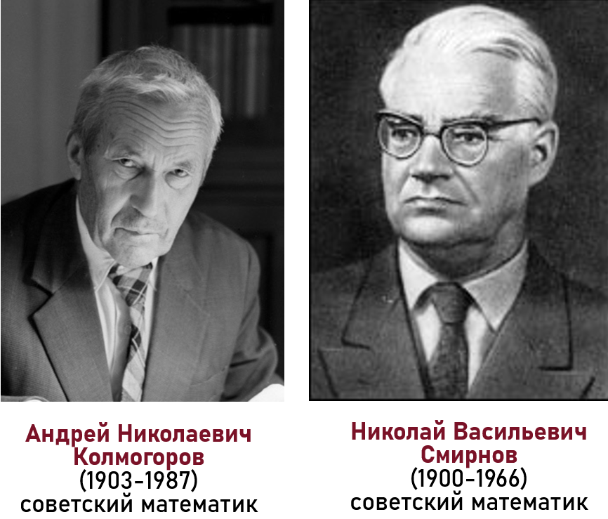 Советские математики Андрей Николаевич Колмогоров и Николай Васильевич Смирнов - разработчики критерия лямбда Колмогорова-Смирнова