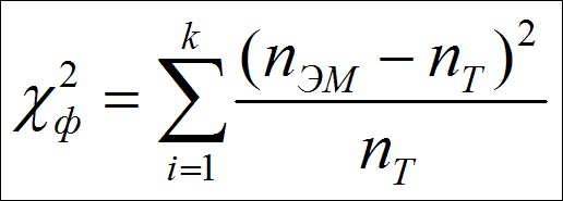 Формула расчета критерия хи-квадрат