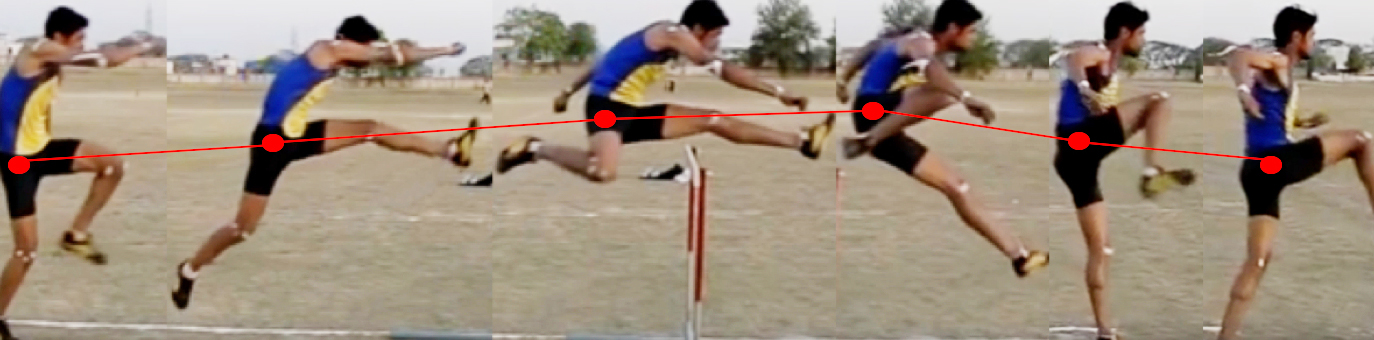 Траектория ОЦМ при преодолении барьера спортсменом высокой квалификации