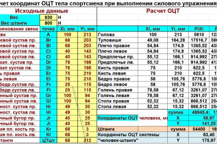 Миниатюра для записи Компьютерная программа для расчета положения ОЦТ системы «спортсмен-штанга»