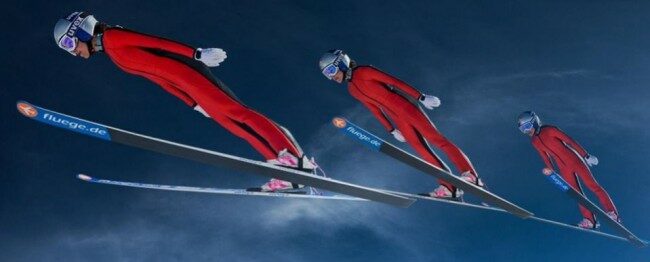 Поступательное движение спортсмена- прыгуна на лыжах с трамплина